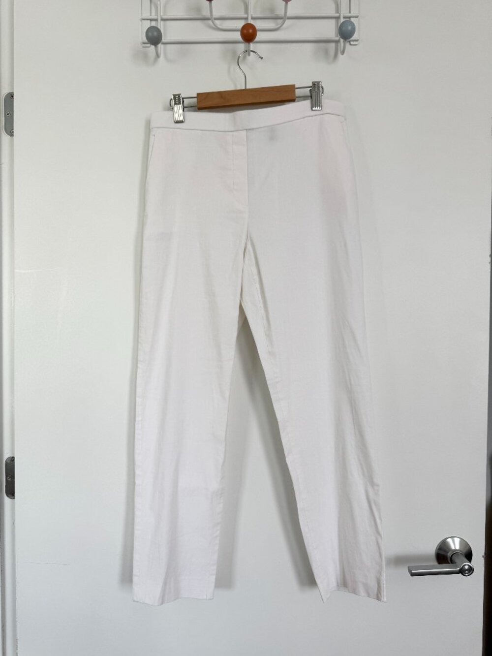 theory white linen blend pants size 8